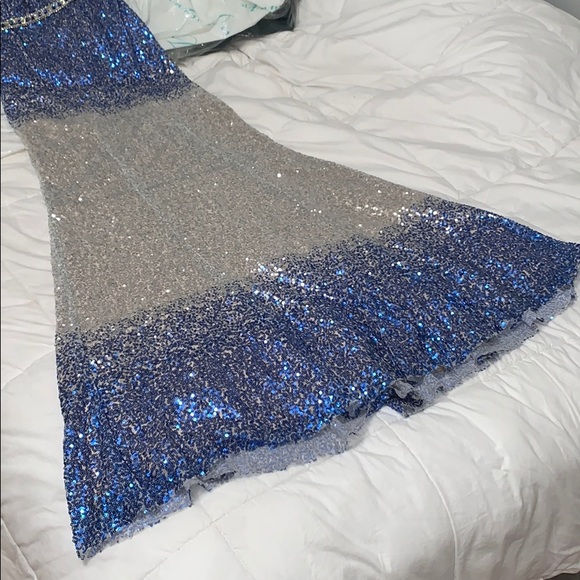 Silver and Blue Sequin Gown - Picture 5 of 5